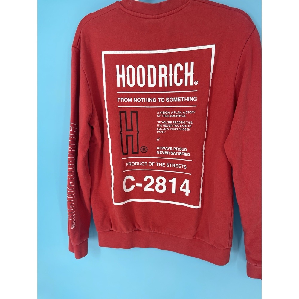Hoodrich Mens Red Sweatshirt Size M Cotton Blend Crewneck Pullover - Picture 5 of 7